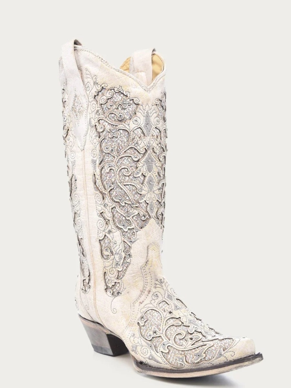Corral Ivory Embellished Over-the-Knee Western Boots